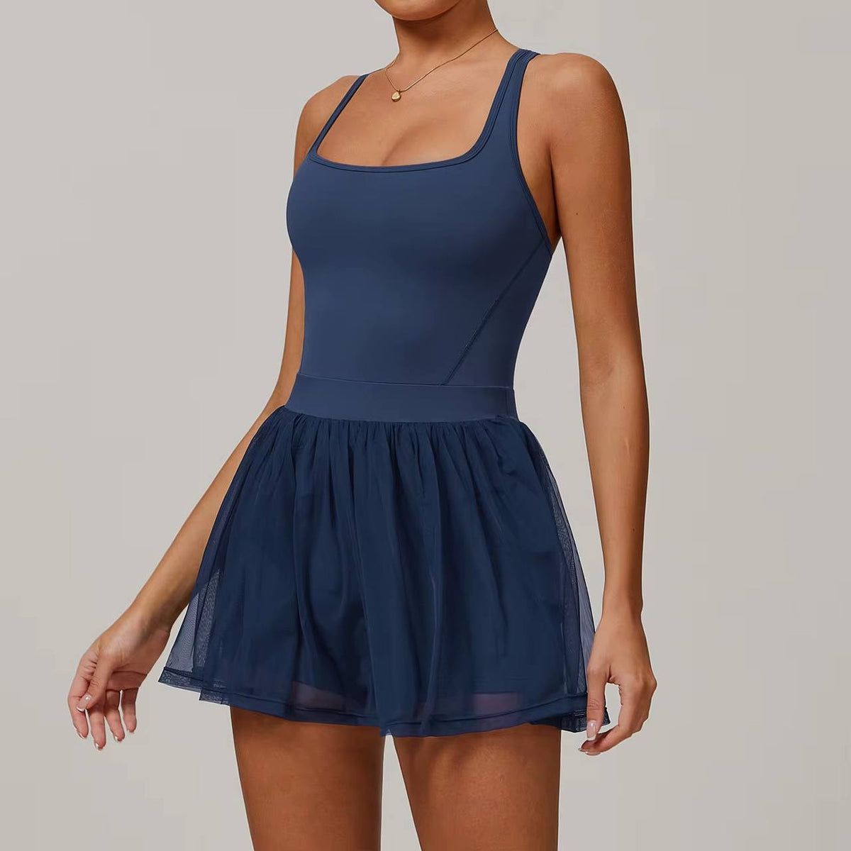 Luna Dress Navy - front view