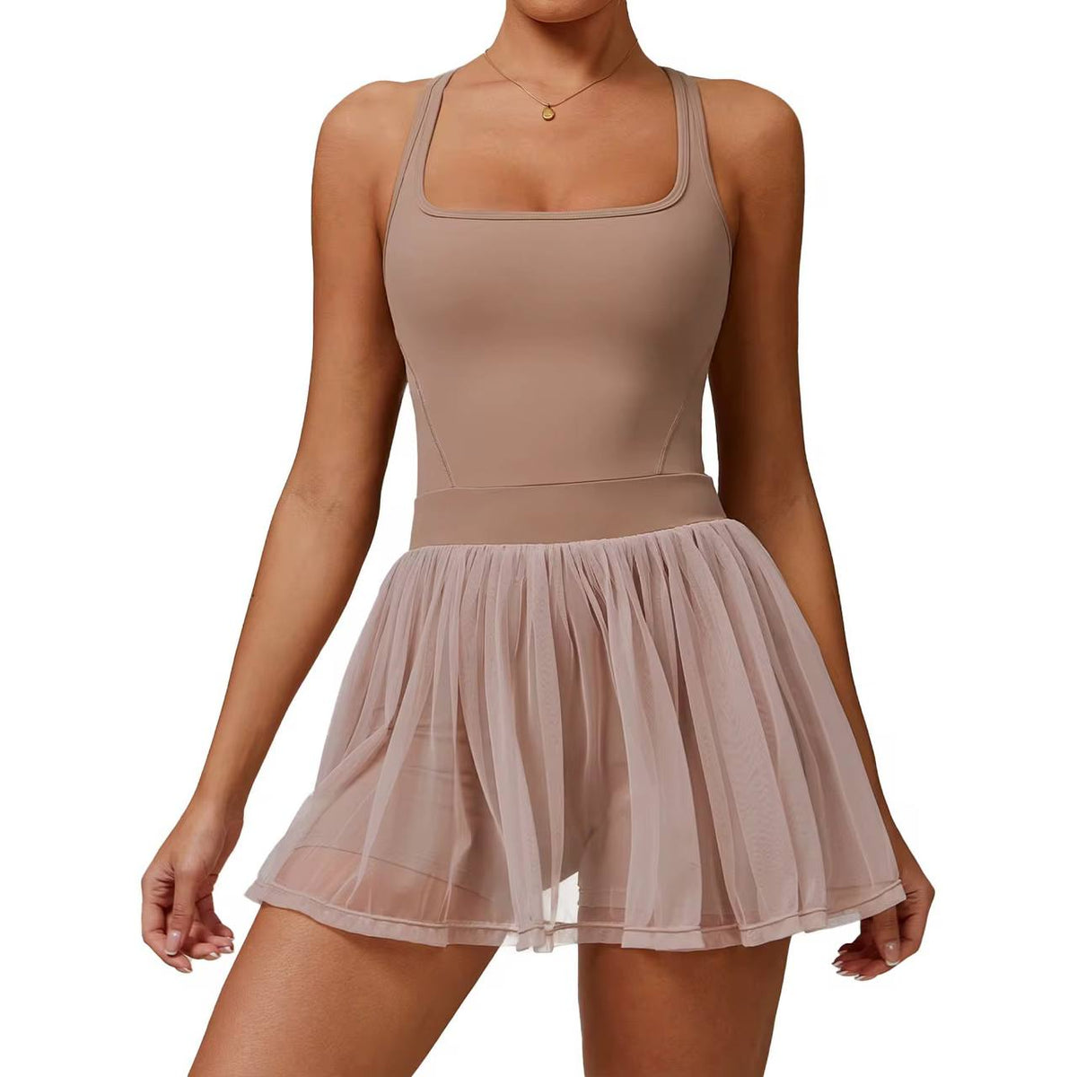 Luna Dress Nude - front view