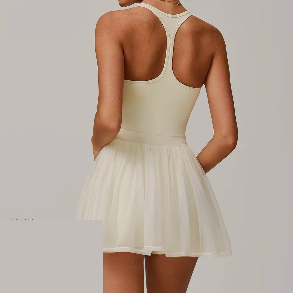 Luna Dress Cream - back view