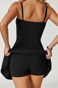 Muse Dress Black - back view with built-in shorts