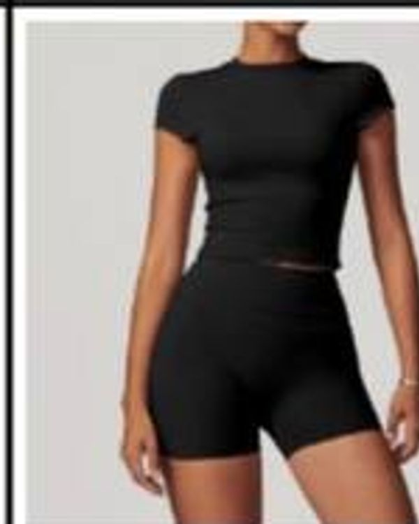 Rib Shorts Set Black