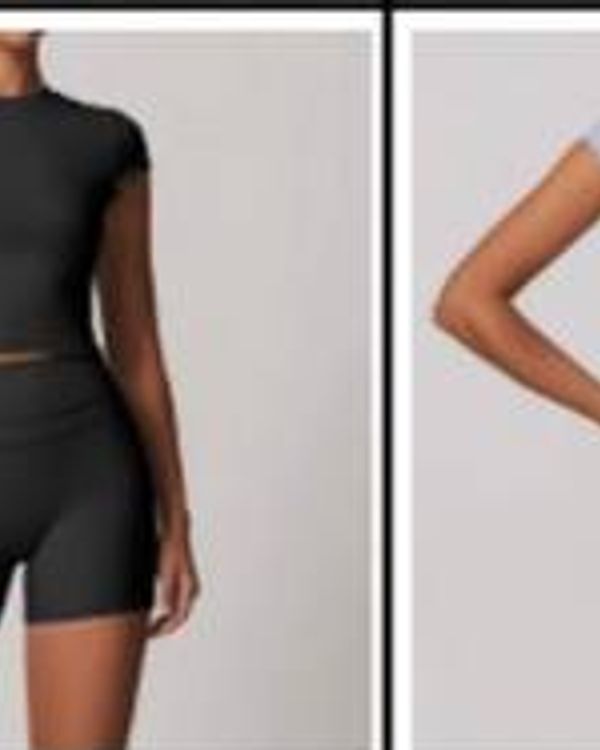 Rib Shorts Set Charcoal