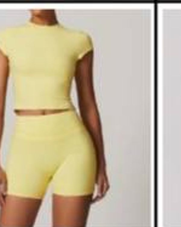 Rib Shorts Set Yellow